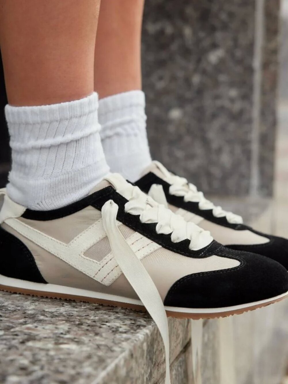 FREE PEOPLE NIB NWT Aces Tennis Shoes / Black + Oyster Combo